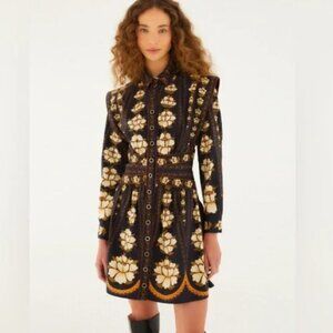 Farm Rio Black Bold Flowers Mini Dress Sz L